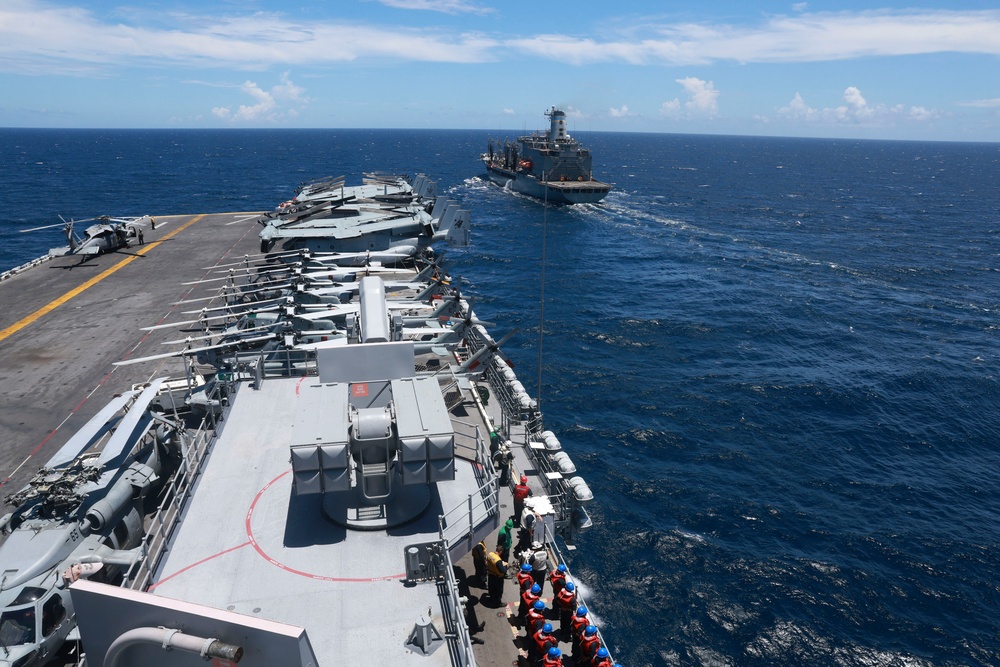 USS Iwo Jima Conducts a Fueling-at-Sea