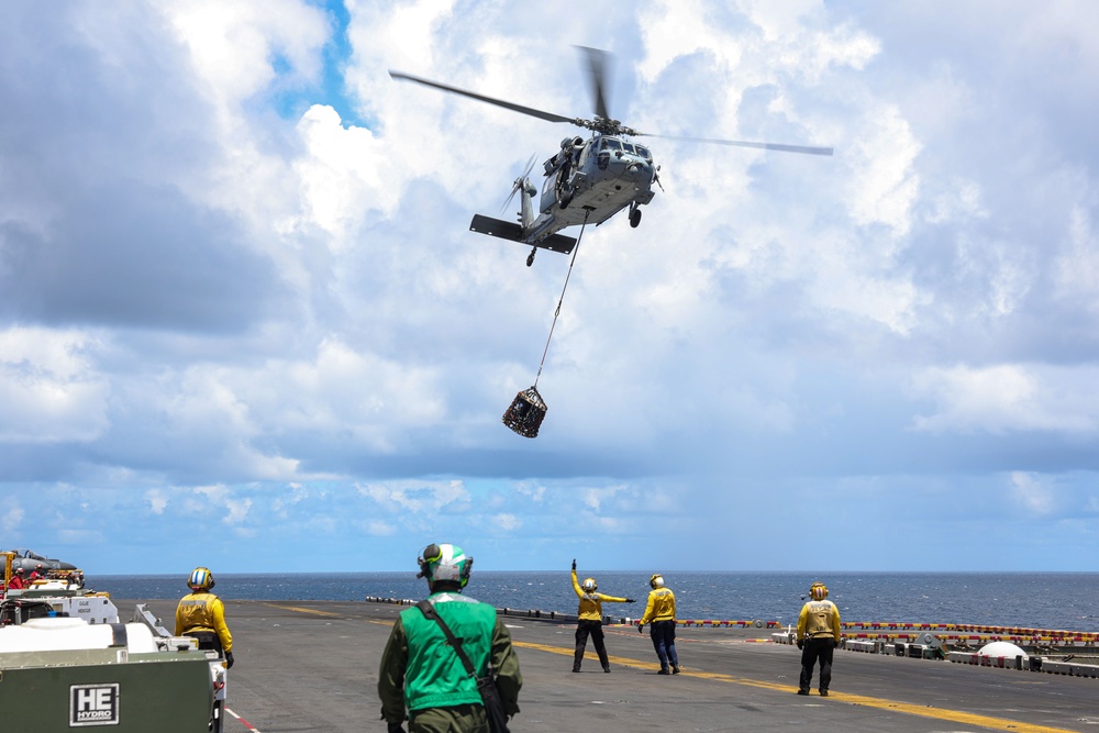 USS Iwo Jima Conducts a Vertical Replenishment