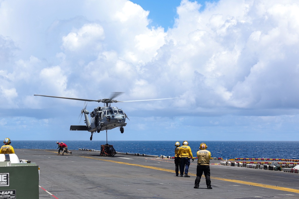 USS Iwo Jima Conducts a Vertical Replenishment