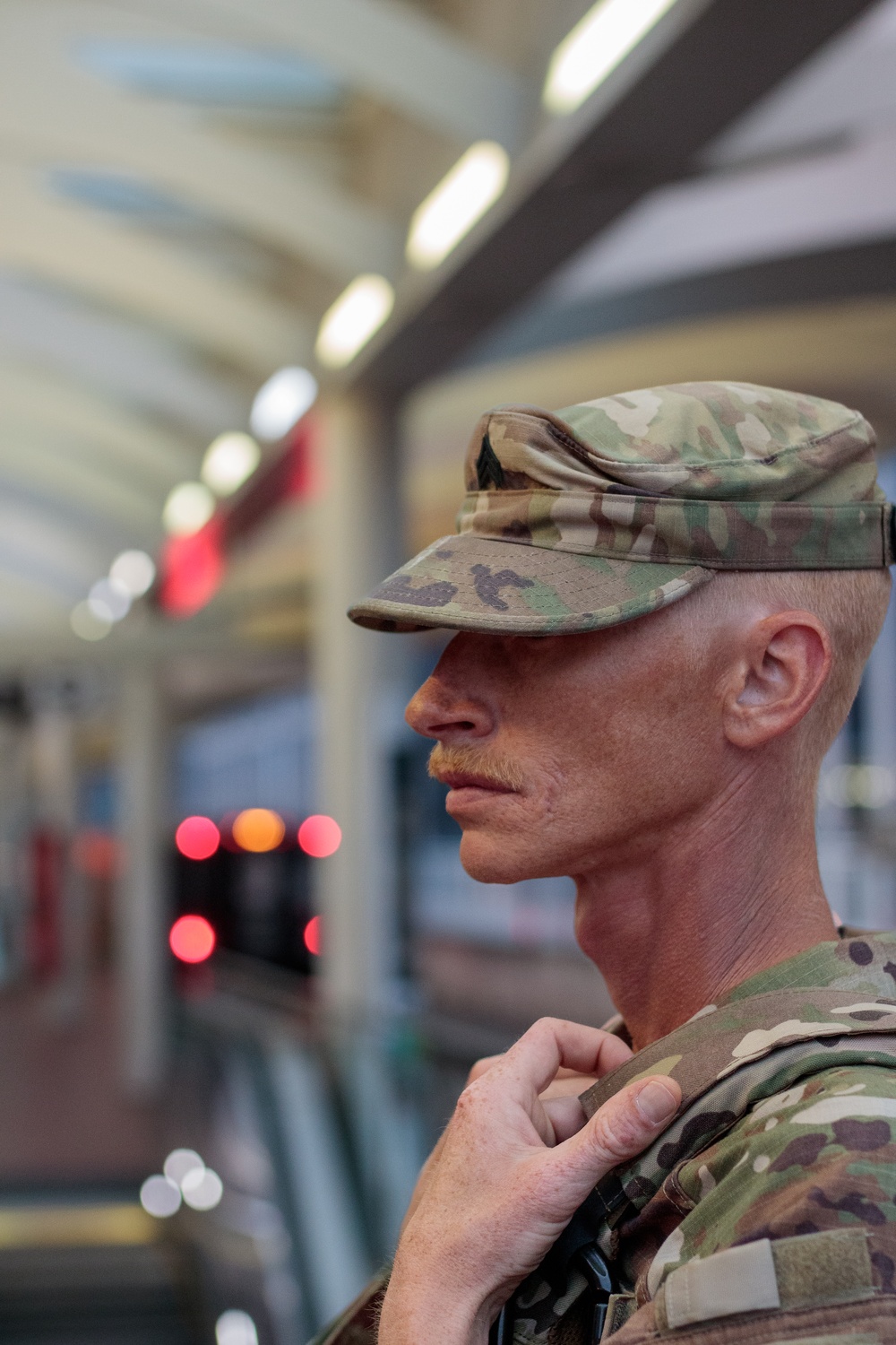 South Carolina National Guardsman Patrols the NoMA Metro Station