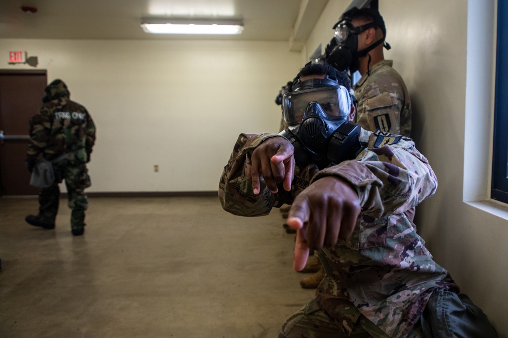 U.S. Army Soldiers, KATUSAs, and Civilians From USANEC-Humphreys 41st Signal Battalion Conduct CBRN Training