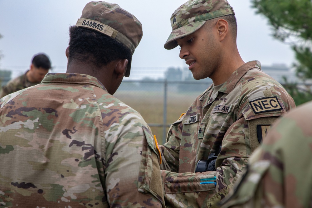 U.S. Army Soldiers, KATUSAs, and Civilians From USANEC-Humphreys 41st Signal Battalion Conduct CBRN Training