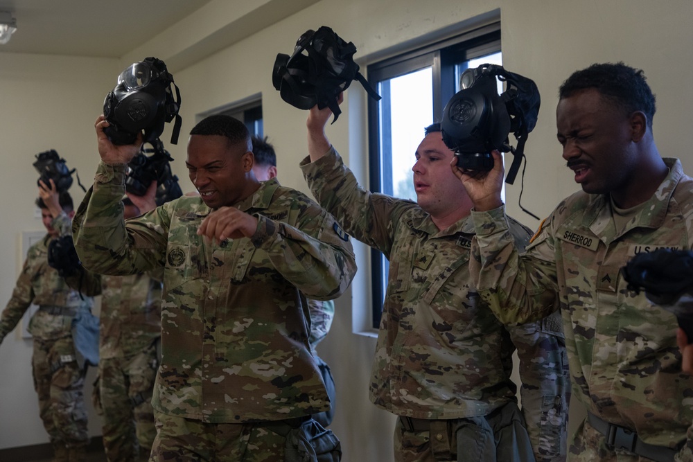 U.S. Army Soldiers, KATUSAs, and Civilians From USANEC-Humphreys 41st Signal Battalion Conduct CBRN Training