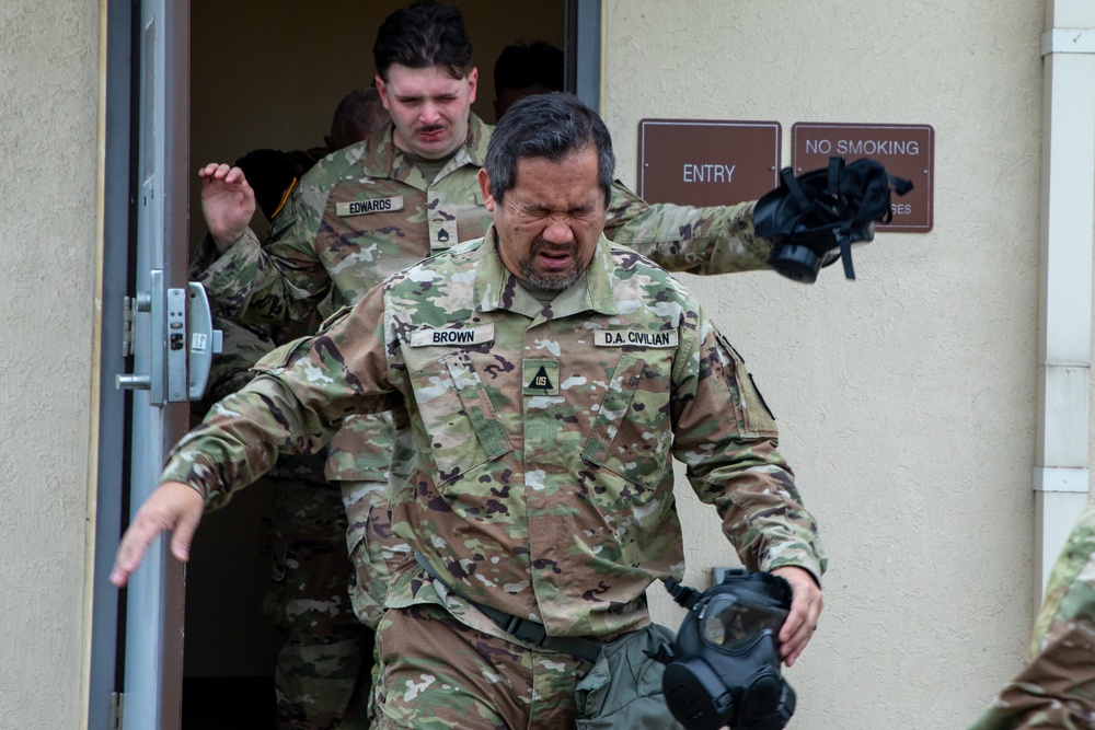 U.S. Army Soldiers, KATUSAs, and Civilians From USANEC-Humphreys 41st Signal Battalion Conduct CBRN Training