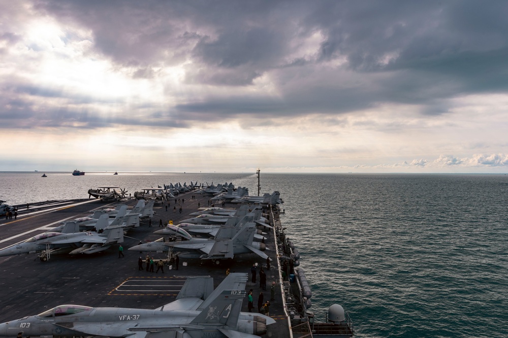 USS Gerald R. Ford (CVN 78) Transits the Strait of Dover