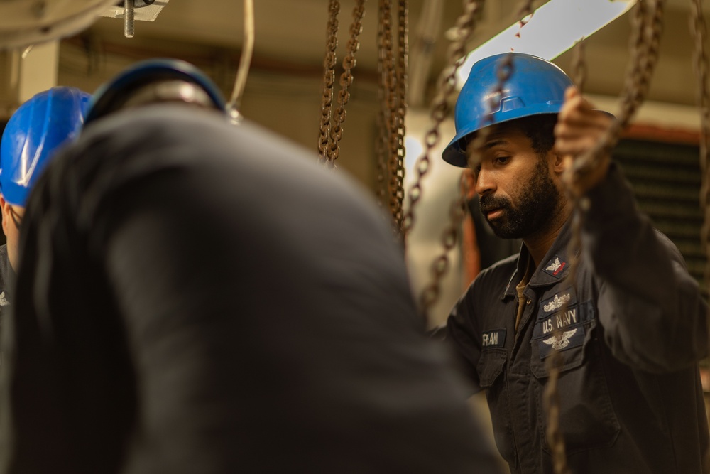 USS Gerald R. Ford (CVN 78) Sailors Conduct Routine Maintenance