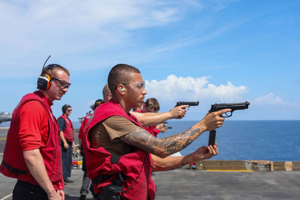 USS Iwo Jima Sailors Conduct A Small Arms Qualification