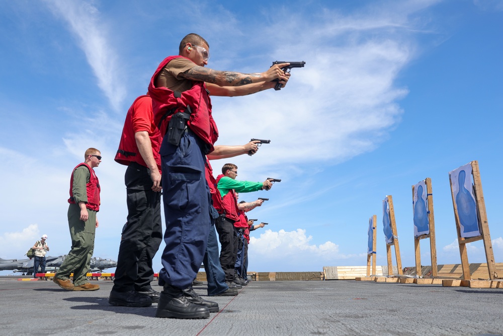 USS Iwo Jima Sailors Conduct A Small Arms Qualification