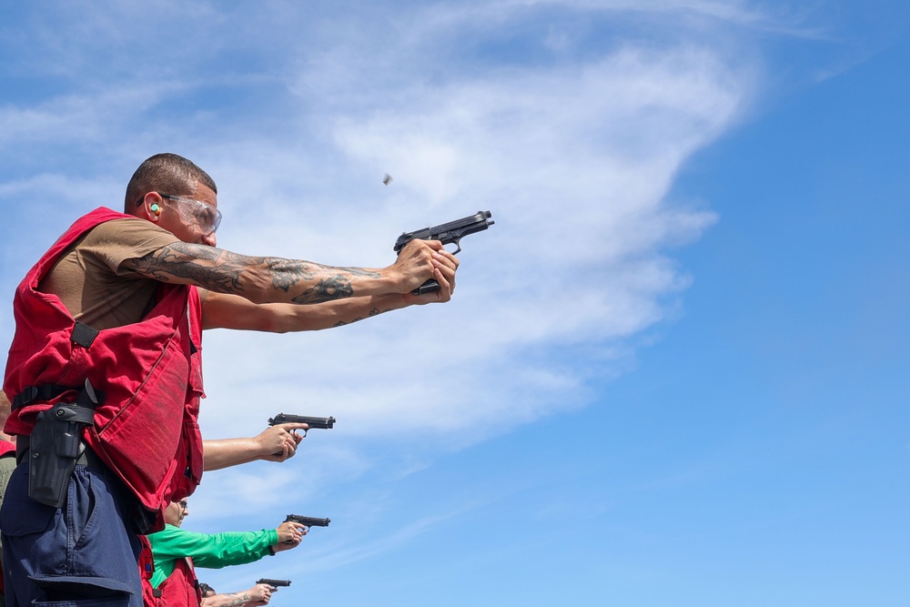 USS Iwo Jima Sailors Conduct A Small Arms Qualification