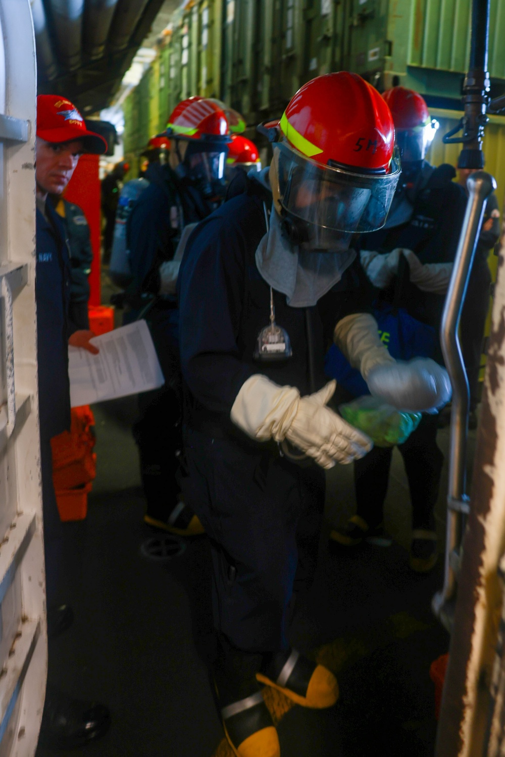 USS Iwo Jima Sailors Conduct a Damage Control Training Drill
