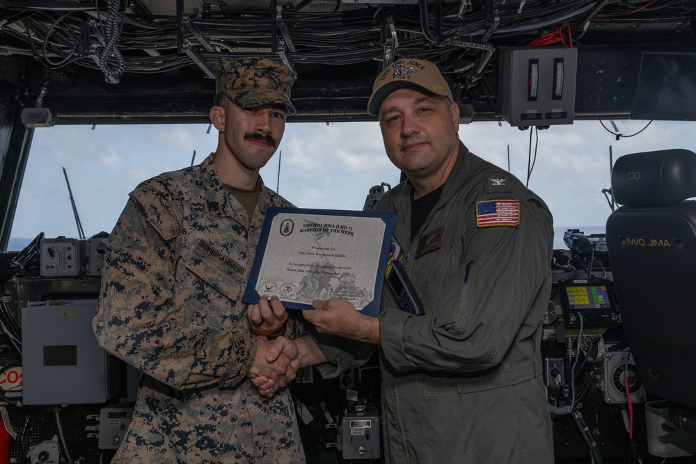 USS Iwo Jima and 22nd MEU (SOC) Warriors of the Week 11SEP25