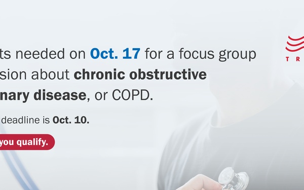 Share your experiences with COPD care and treatment at Oct. 17 Clinical Practice Guideline patient focus group