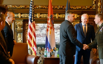Croatian President Zoran Milanović visits with Minnesota Governor Tim Walz