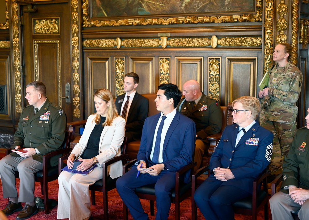 Croatian President Zoran Milanović visits with Minnesota Governor Tim Walz