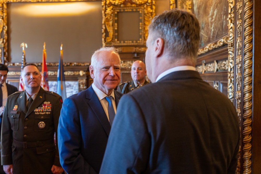 Croatian President Zoran Milanović visits with Minnesota Governor Tim Walz