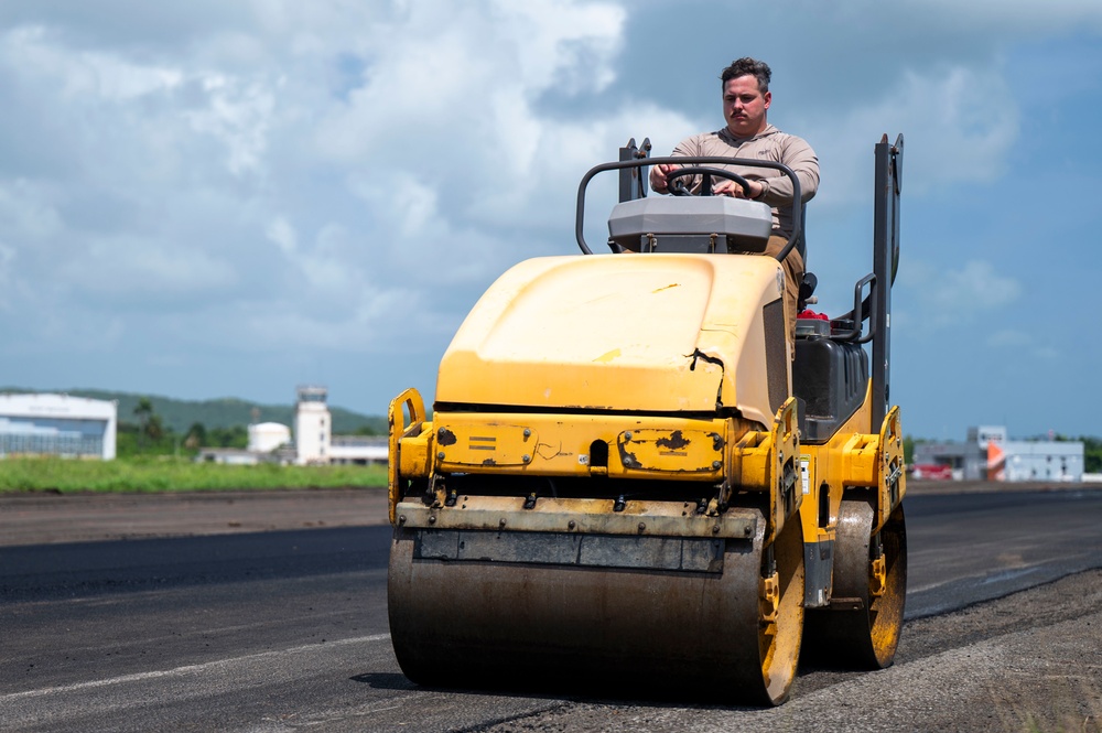 RED HORSE Squadron Airmen Conduct Flightline Repairs