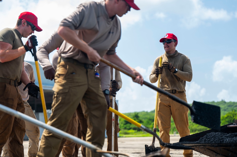 RED HORSE Squadron Airmen Conduct Flightline Repairs