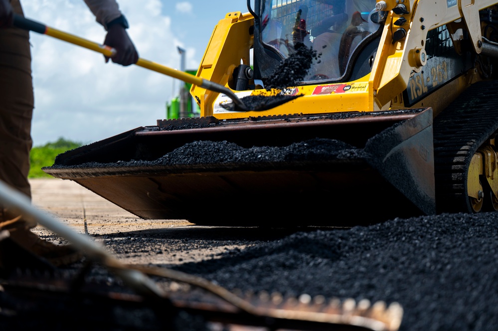 RED HORSE Squadron Airmen Conduct Flightline Repairs