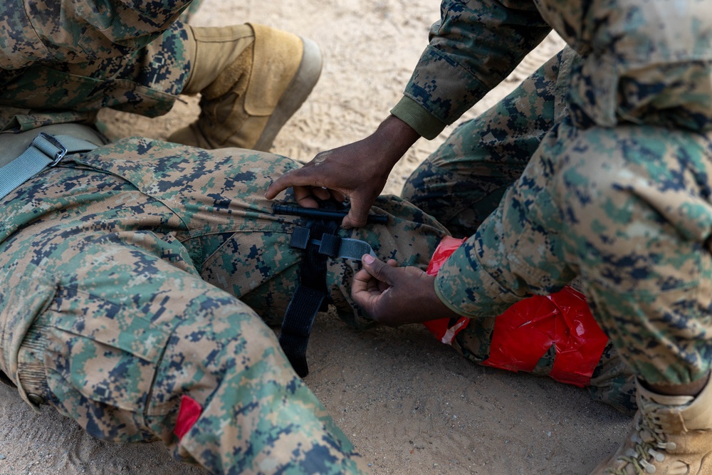 Marines and Sailors with CLB-7 and 1st Med Bn participate in a FEX