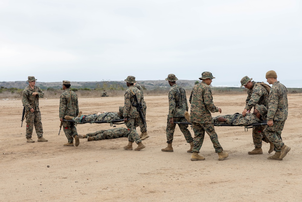 Marines and Sailors with CLB-7 and 1st Med Bn participate in a FEX