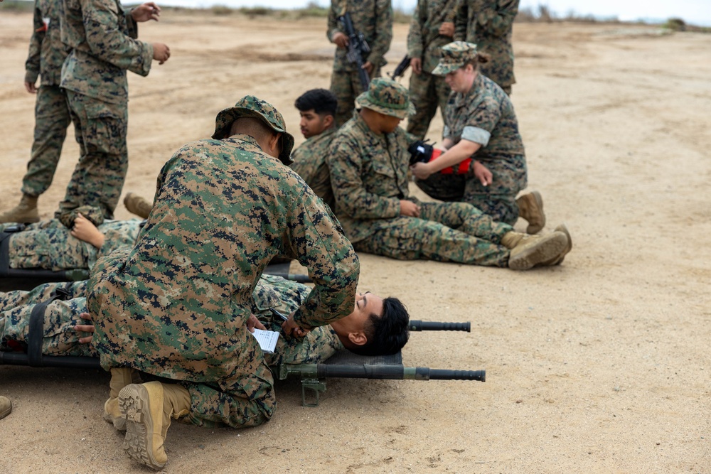 Marines and Sailors with CLB-7 and 1st Med Bn participate in a FEX