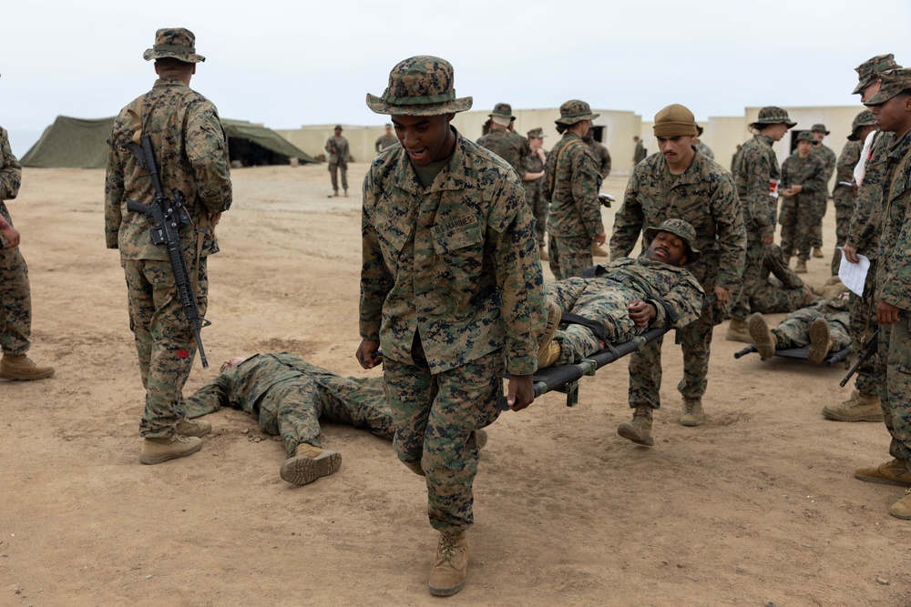 Marines and Sailors with CLB-7 and 1st Med Bn participate in a FEX