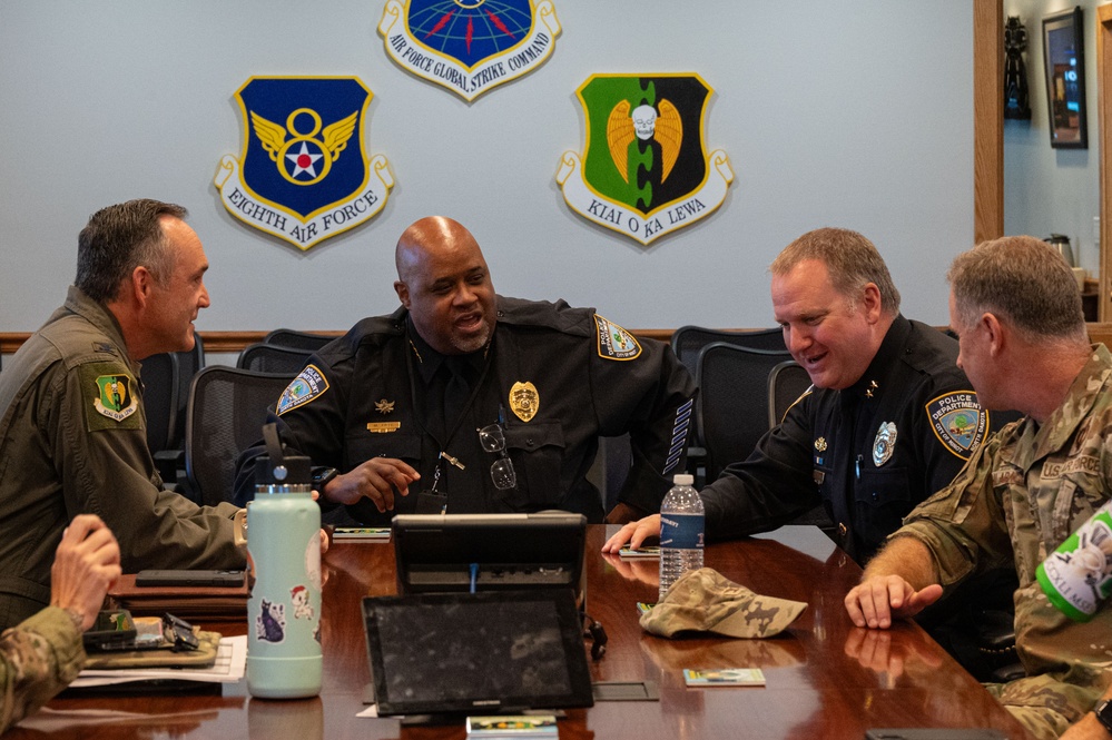 Leadership of Minot Police Department meets with commanders of Minot Air Force Base.