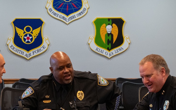 Leadership of Minot Police Department meets with commanders of Minot Air Force Base.