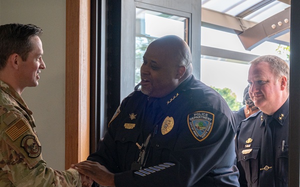 Leadership of Minot Police Department meets with commanders of Minot Air Force Base.