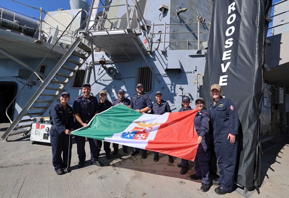 USS Roosevelt (DDG 80) hosts a ship tour for Italian navy sailors