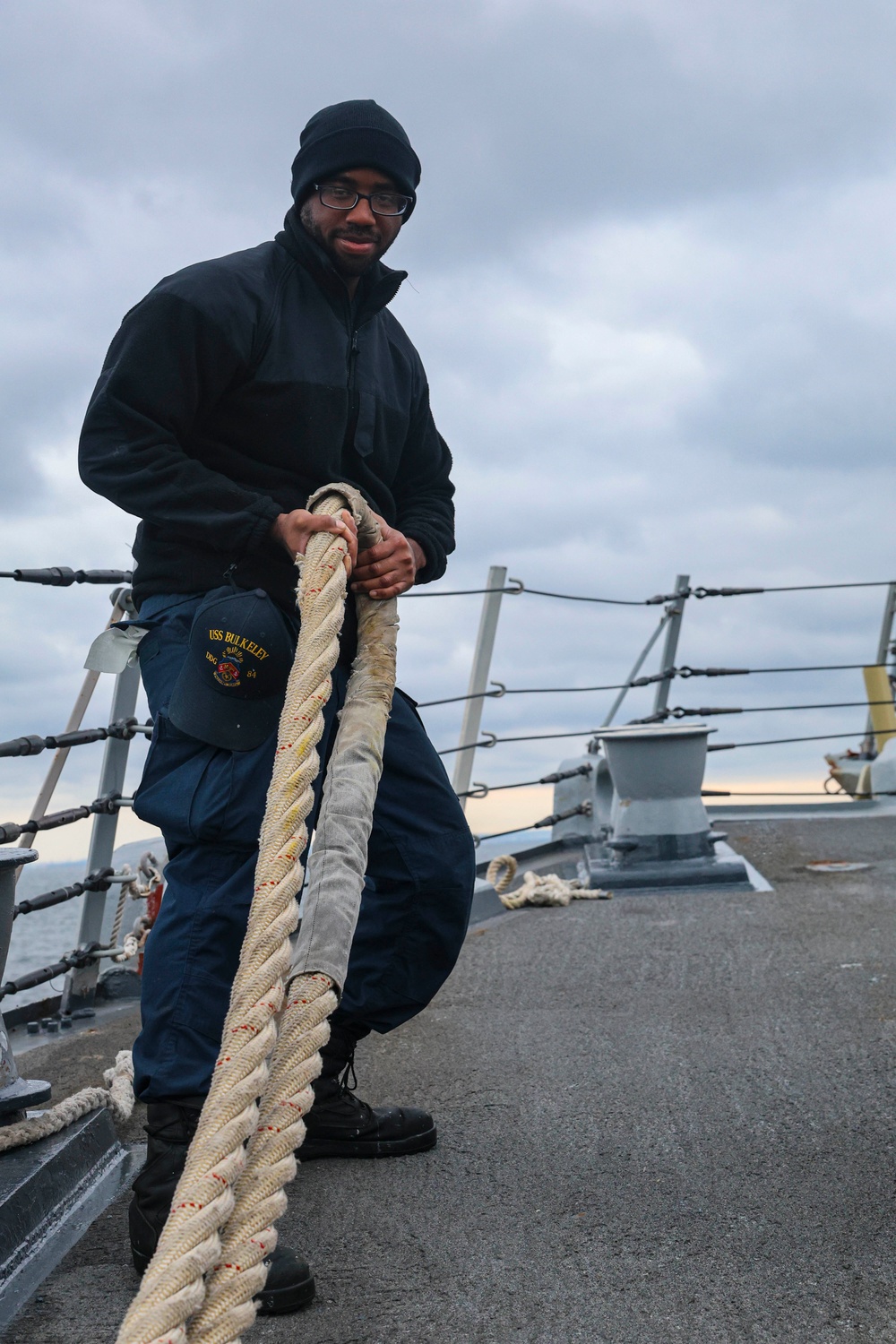 LSSA David Simmons hauls out the mooring line