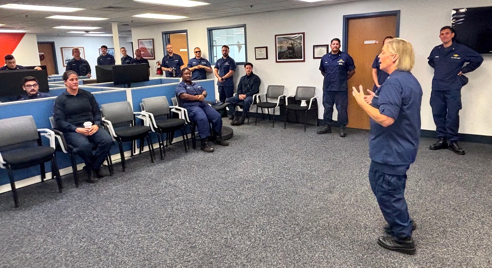 The Chaplain of the Coast Guard visits with Coast Guard Sector Los Angeles-Long Beach for wellness to members in operations.