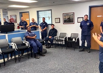 The Chaplain of the Coast Guard visits with Coast Guard Sector Los Angeles-Long Beach for wellness to members in operations.