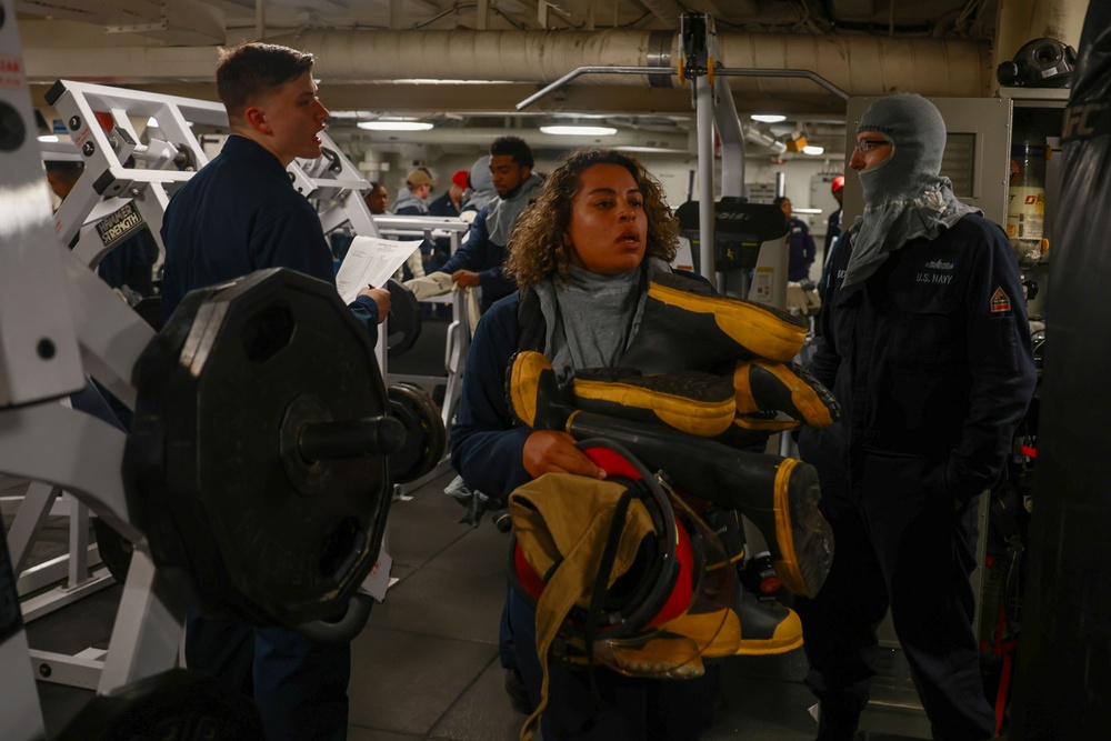 Iwo Jima Sailors Conduct General Quarters Drill