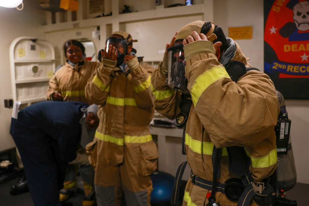 Iwo Jima Sailors Conduct General Quarters Drill