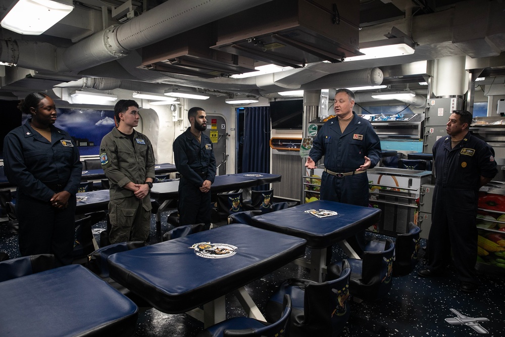COMMANDER, DESTROYER SQUADRON 9 VISITS USS WAYNE E. MEYER