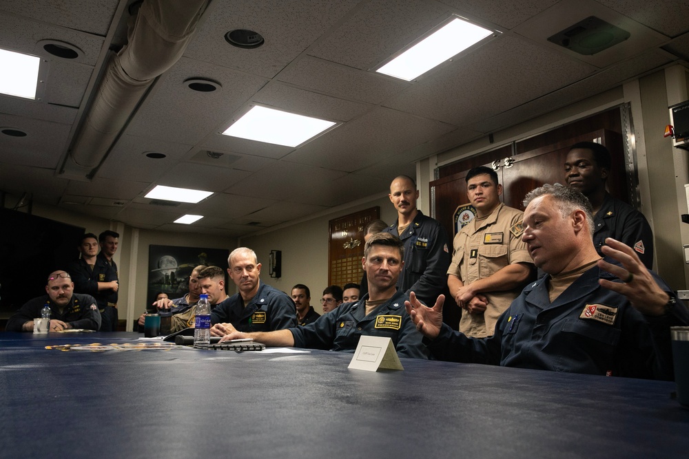 COMMANDER, DESTROYER SQUADRON 9 VISITS USS WAYNE E. MEYER