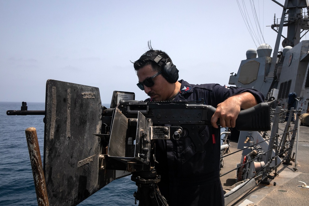 USS WAYNE E. MEYER SAILORS CONDUCT CREW-SERVED WEAPONS LIVE-FIRE EXERCISE