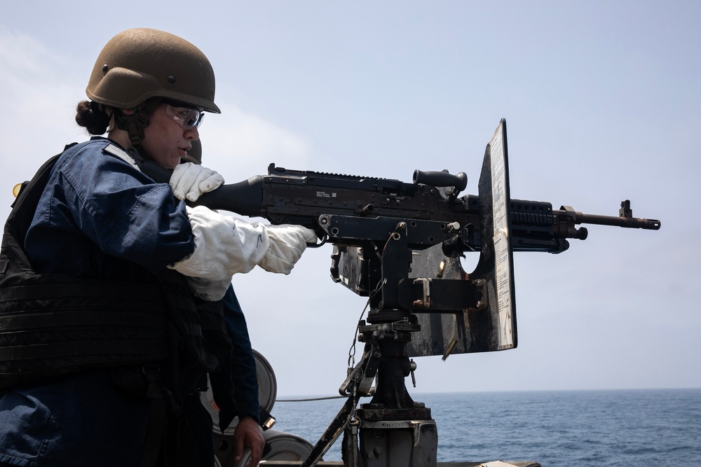 USS WAYNE E. MEYER SAILORS CONDUCT CREW-SERVED WEAPONS LIVE-FIRE EXERCISE