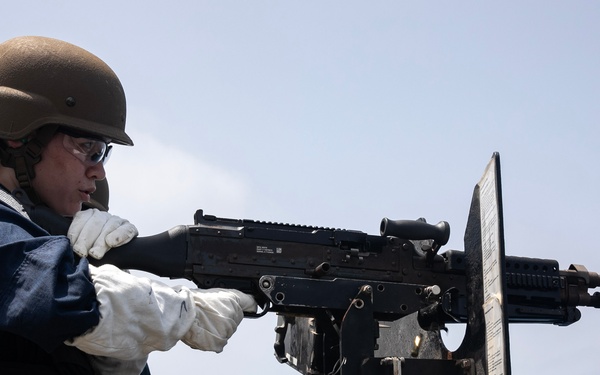 USS WAYNE E. MEYER SAILORS CONDUCT CREW-SERVED WEAPONS LIVE-FIRE EXERCISE