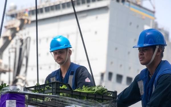 USS WAYNE E. MEYER SAILORS CONDUCT RAS WITH USNS JOHN LEWIS