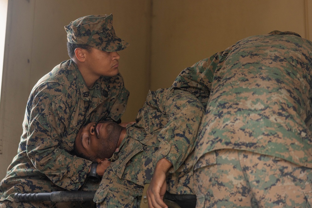 Marines and Sailors with CLB-7 and 1st Med. Bn. participate in a FEX