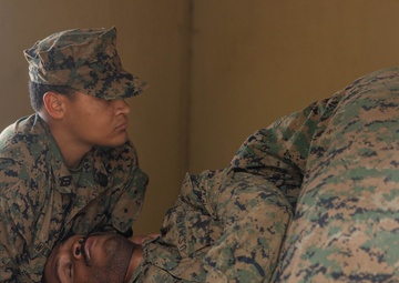 Marines and Sailors with CLB-7 and 1st Med. Bn. participate in a FEX