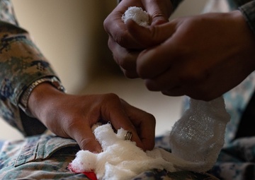 Marines and Sailors with CLB-7 and 1st Med. Bn. participate in a FEX