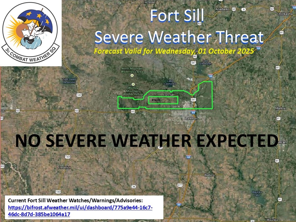 Fort Sill Severe Weather Threat Graphic 10/1/2025