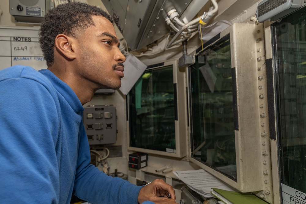 USS IWO JIMA Sailor Stands CONFLAG Watch