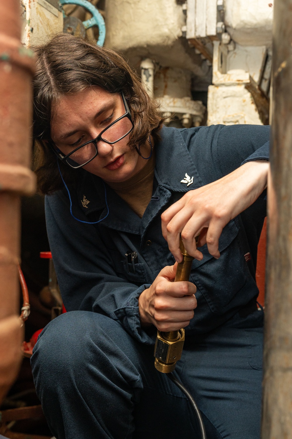 USS Iwo Jima Sailor Test a Salinity Cell