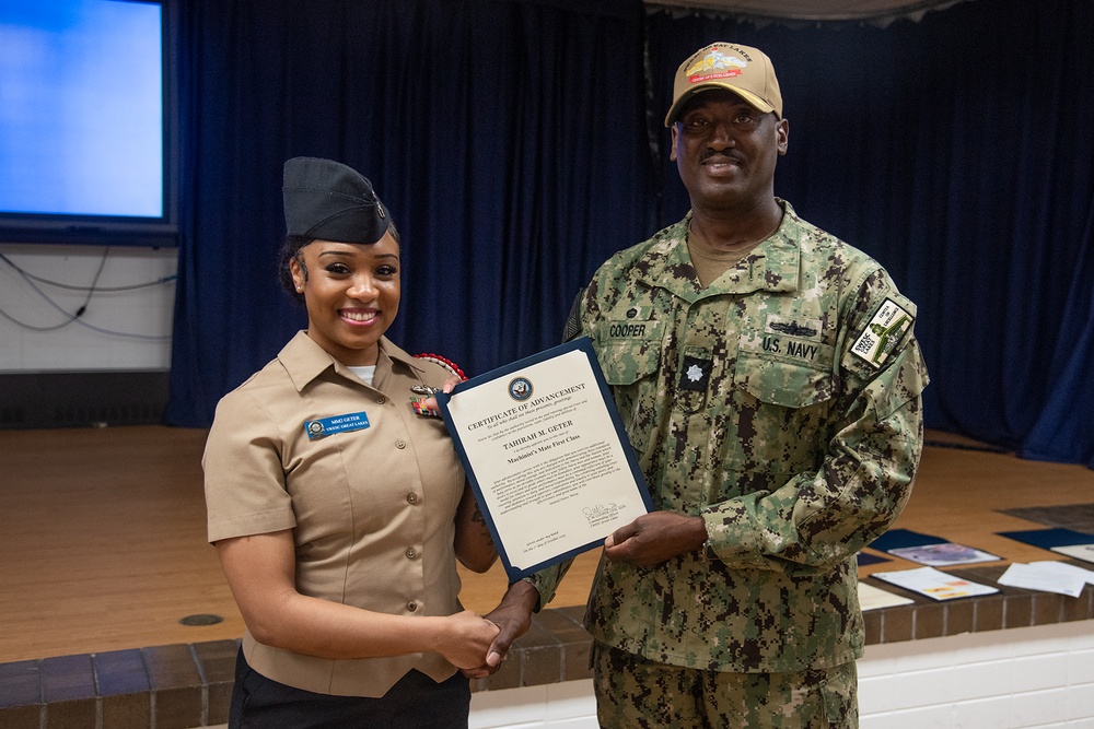 Machinist’s Mate 1st Class Tahirah Geter Advances and Reenlists in the Navy