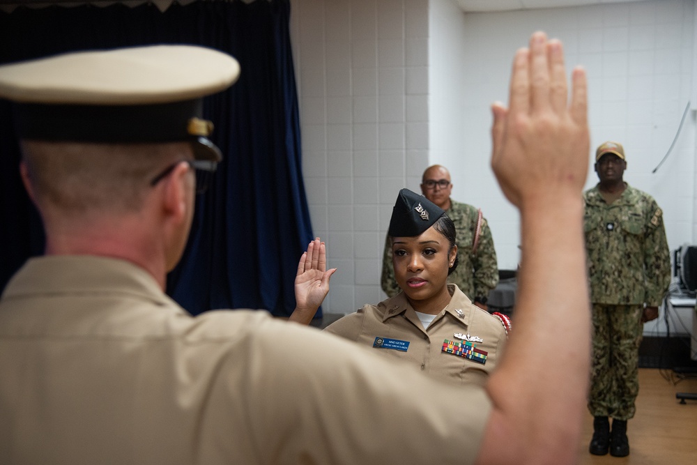 Machinist’s Mate 1st Class Tahirah Geter Advances and Reenlists in the Navy