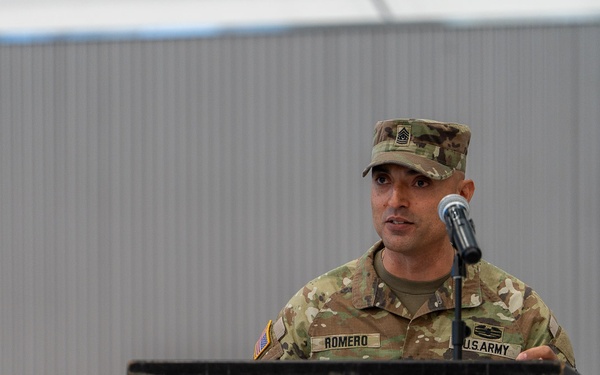The 25th Transportation Battalion proudly welcomed Command Sgt. Maj. Melvin L. Romero as its new Senior Enlisted Advisor during a Change of Responsibility Ceremony at Camp Carroll on Oct. 1
